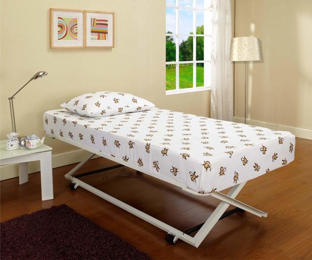 White Metal 39 Twin Size Pop Up Trundle For Daybeds