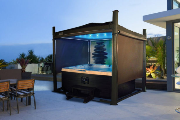 a hot tub cover with screens and other technologies