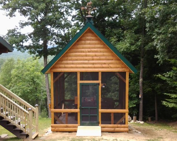 a screened house built especially to add privacy for a hot tub