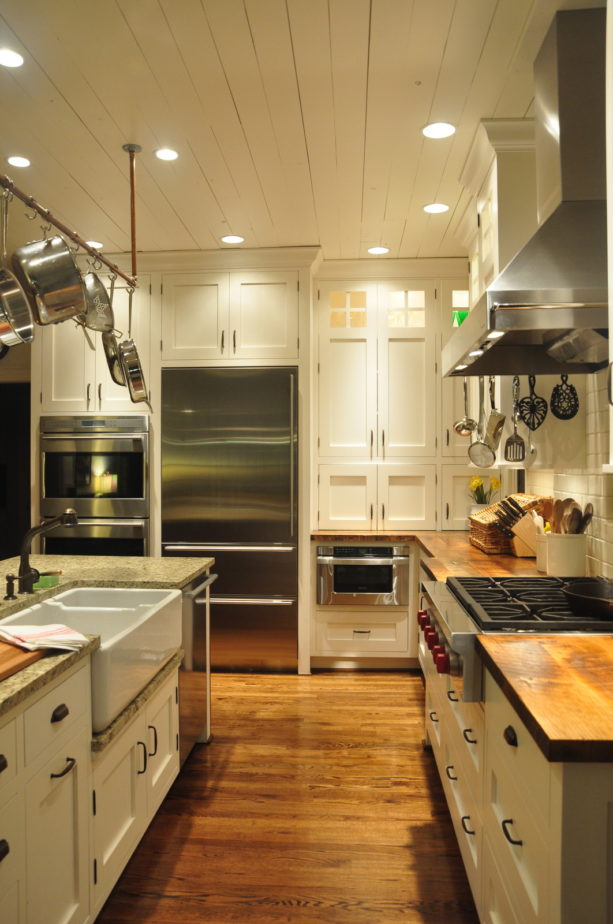 wood shaker cabinets floor to ceiling painted in velvet white