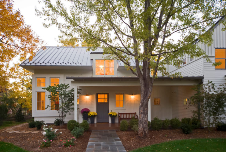 pre-weathered galvalume metal roof with white dove house exterior color combination