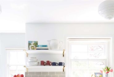 classic blue gray cabinets in a traditional kitchen