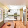 craftsman u-shaped kitchen with a white peninsula