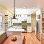 craftsman u-shaped kitchen with a white peninsula