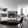 wall media unit with bio alcohol burning fireplace