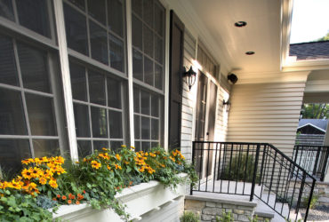 extra wide stone basement window well