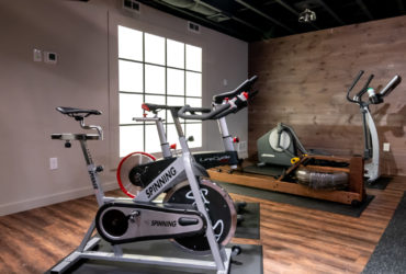 glass panel fake windows for a home gym basement