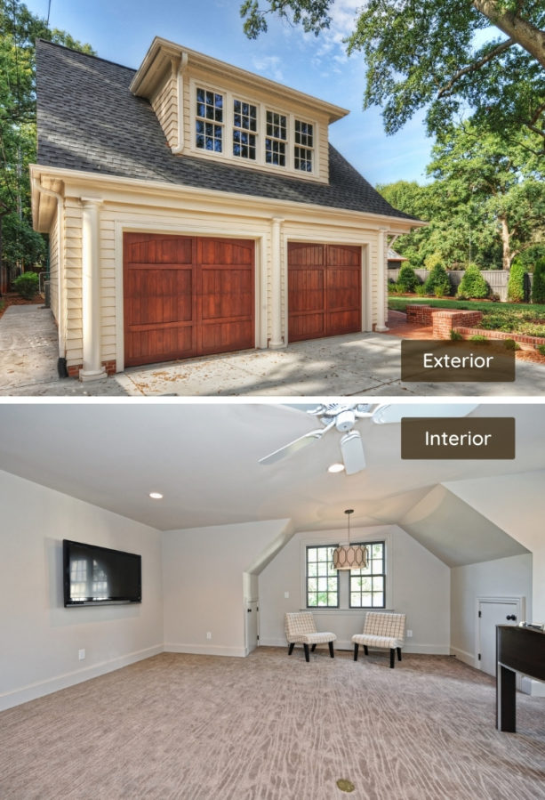 spacious bonus family room above a detached garage