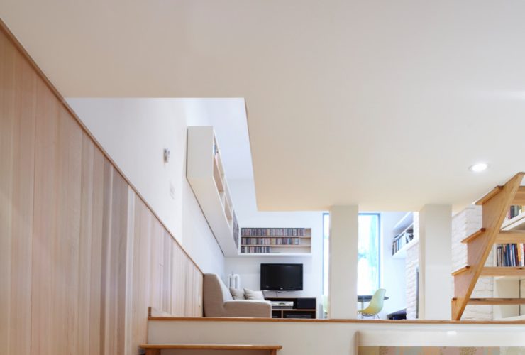 three small split levels in a scandinavian style house interior