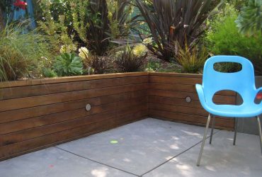 sealed redwood retaining wall completed with led lights
