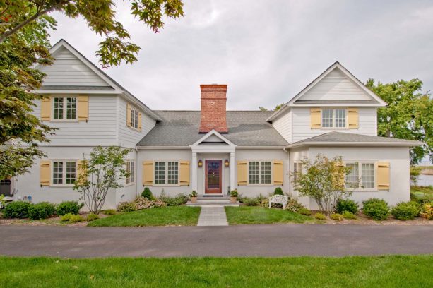 benjamin moore - butter yellow shutter color for a bright white house
