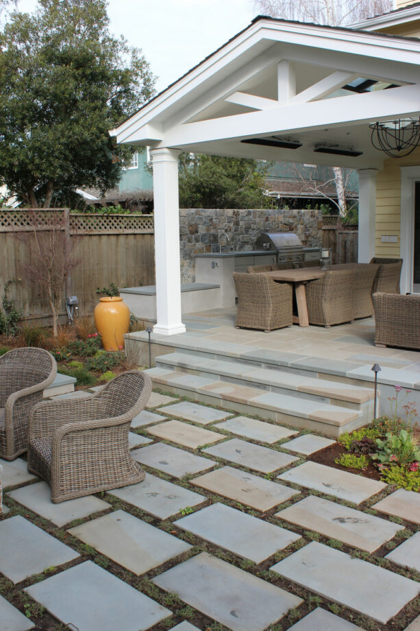 stone slab patio extension with no cover