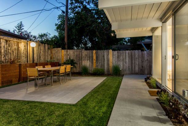 tiled patio extension detached from the main covered patio