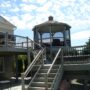 eight-sided gazebo on a raised deck