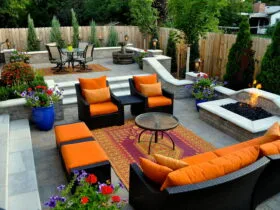 white stone capped steps idea in a bright patio