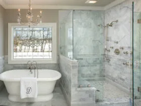 pony wall with a built-in bench