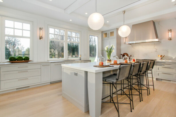 white on white shaker window trims to create a luxurious look